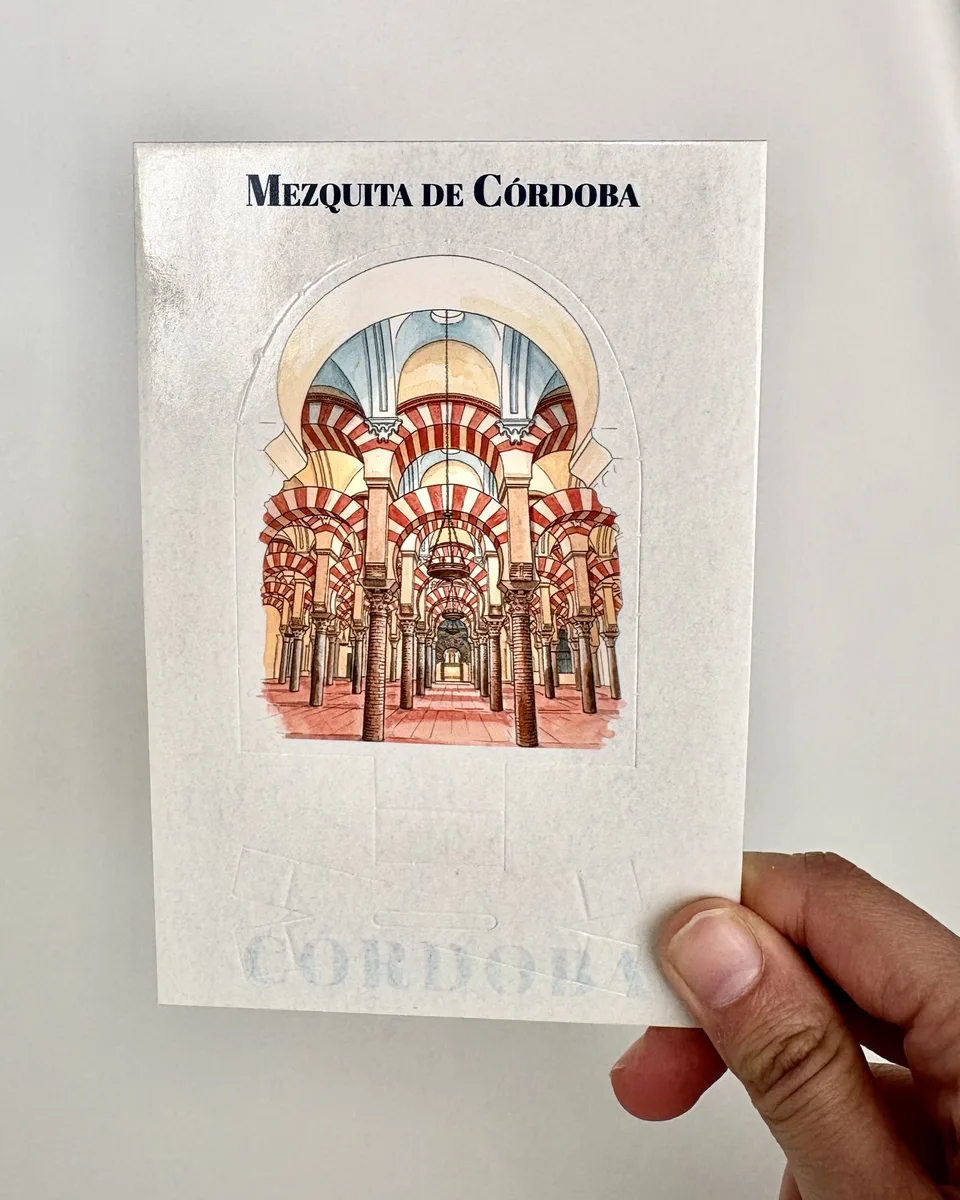 Postal GUIMONS de la Mezquita de Córdoba en la mano